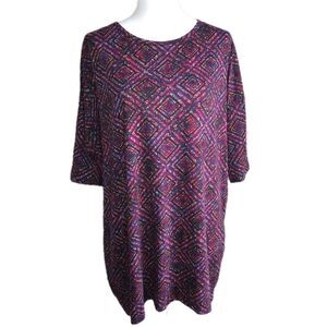 Lularoe Simply Comfortable Tunic Top Women's Large Purple Geometric Muilticolor